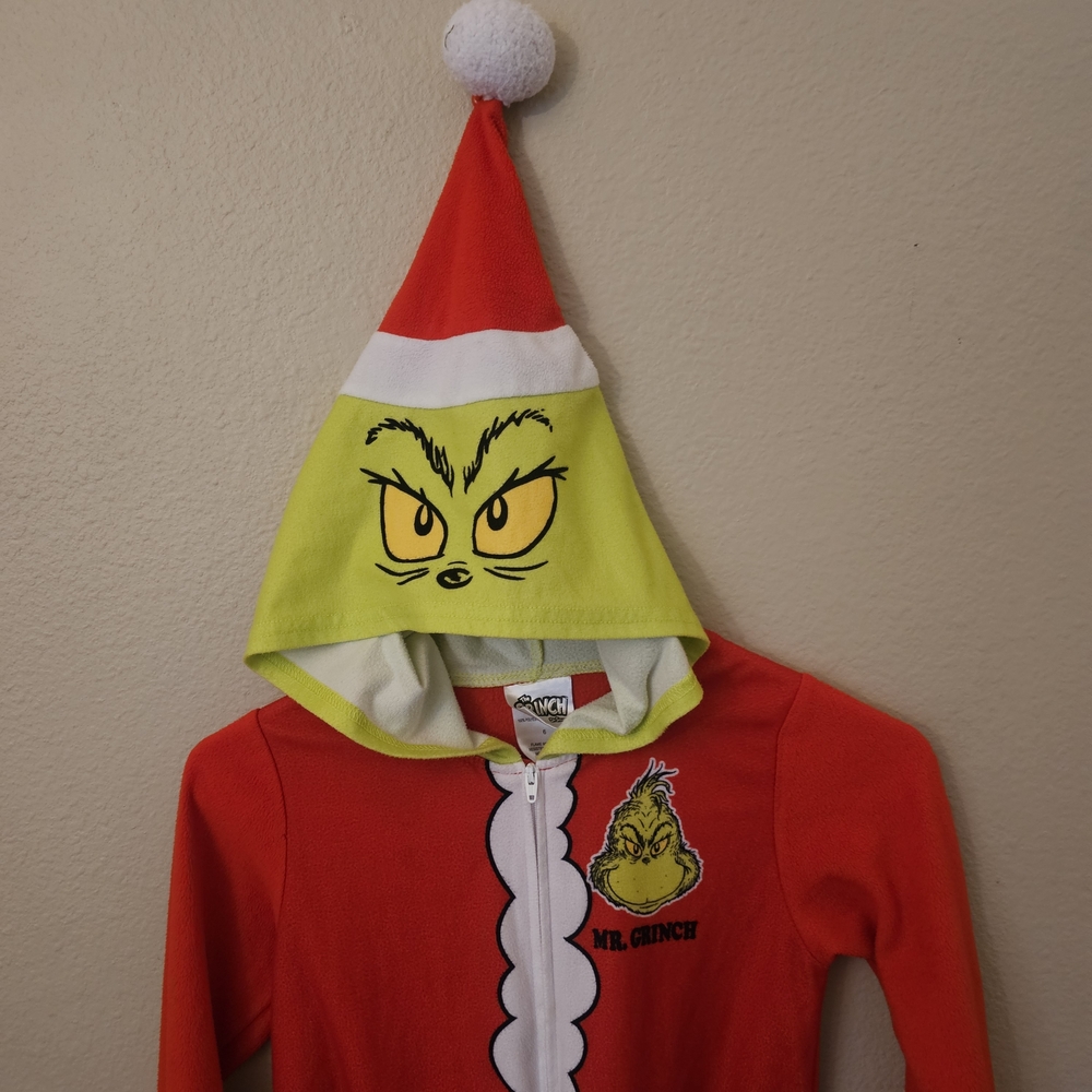 Dr. Seuss Red and Green The Grench Festive Footies One Piece - Picture 6 of 9